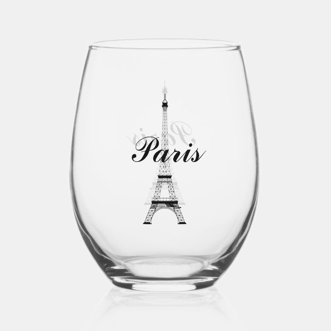 Verre À Vin Sans Pied Tour Eiffel Paris France Design (Verso)