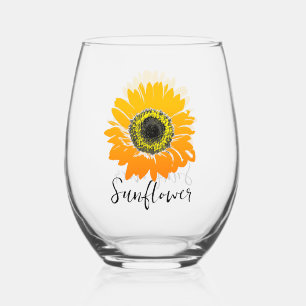 Verre À Vin Sans Pied Tournesol Conception Verre Vin Stemless