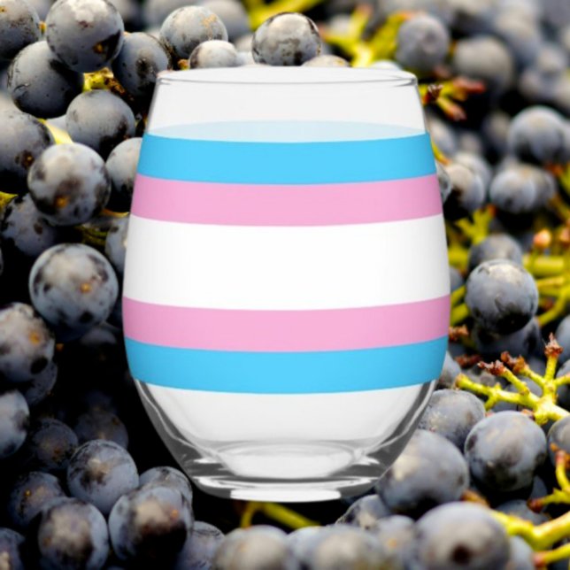 Verre À Vin Sans Pied Trans Pride Vin Stemless : Verser avec Fierté (Créateur téléchargé)