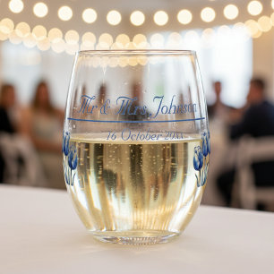 Verre À Vin Sans Pied Tulipes dans Delft Blue, personnalisé