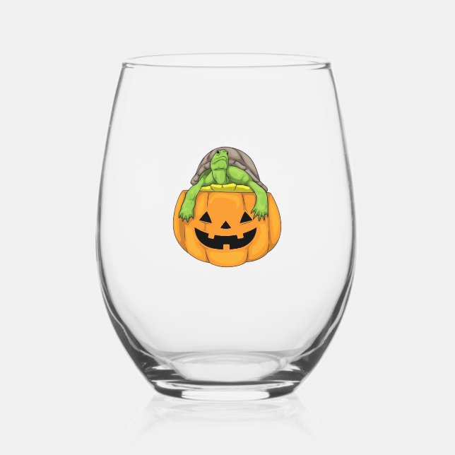 Verre À Vin Sans Pied Turtle Halloween Pumpkin Classic T-Shirt_1 (Recto)