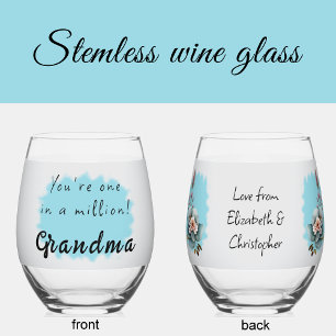 Verre À Vin Sans Pied Un sur un million de grand-mère bleu floral