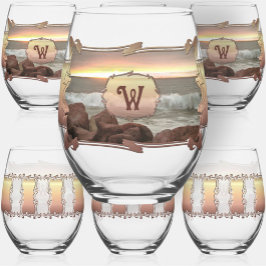 Verre À Vin Sans Pied Vagues et boulders 0893