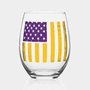 Verre À Vin Sans Pied Vecteur de drapeau américain violet et or en détre
