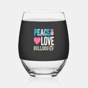 Verre À Vin Sans Pied Vecteur Peace Love Bouledogue
