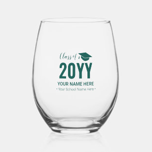 Verre À Vin Sans Pied Vert sarcelle   Cadeau de fin d'études moderne Tex