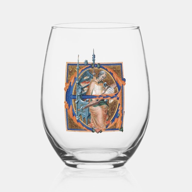 Verre À Vin Sans Pied Vin E initial éclairé (Recto)