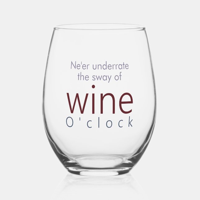 Verre À Vin Sans Pied Vin personnalisé amusant O'clock (Recto)