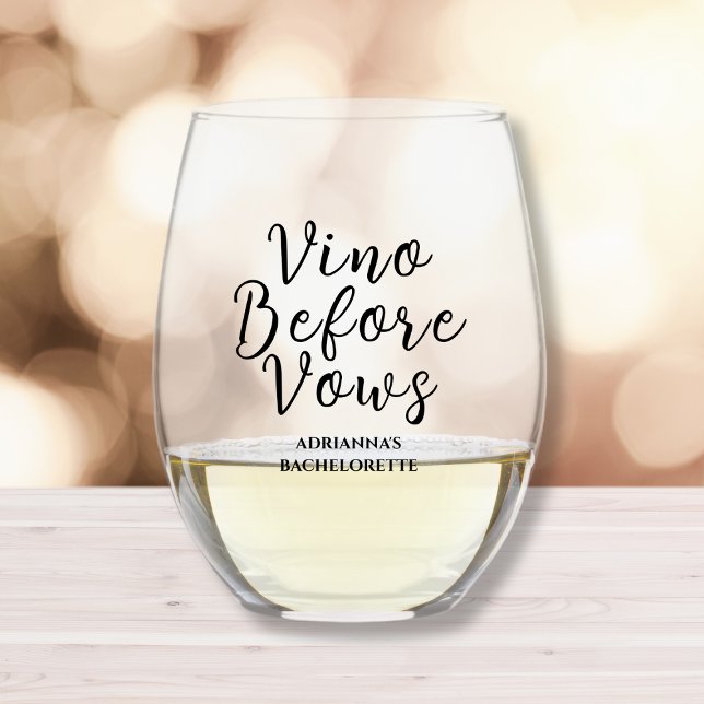 Verre À Vin Sans Pied Vino Avant Vows Bachelorte (vino before vows bachelorette party favor wine glass )