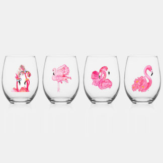 Verre À Vin Sans Pied Vins de Flamant rose sans pierres
