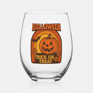 Verre À Vin Sans Pied Vintage 1970 Trick or Treat Halloween