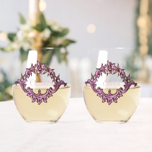 Verre À Vin Sans Pied Vintage Victorien romantique Personnalisé