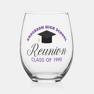 Verre À Vin Sans Pied Violet High School Reunion Party Alumni personnali