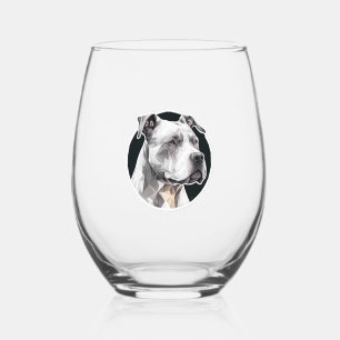 Verre À Vin Sans Pied Visage de chien Pitbull