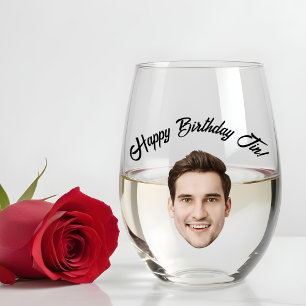Verre À Vin Sans Pied Visage Personnalisé 20e 30e 40e 50e 60e Anniversai