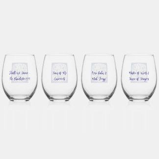 Verre À Vin Sans Pied Whimsical Mahjong Toile Wine Glasses - Set of 4