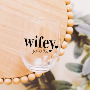 Verre À Vin Sans Pied WIFEY   Nom personnalisé Nouveaux mariés
