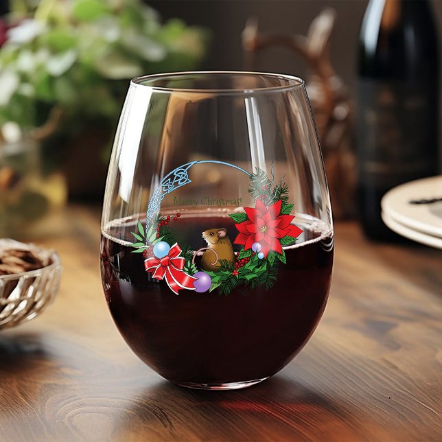 Verre À Vin Sans Pied Wreath de la souris de Noël (Créateur téléchargé)