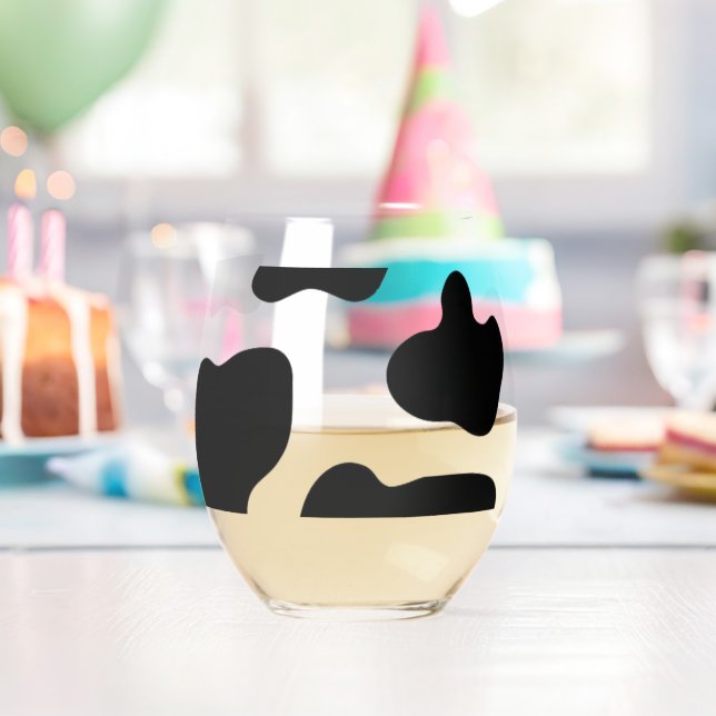 Verre à vin sans tige unique avec taches de vache  (Insitu (Anniversaire))