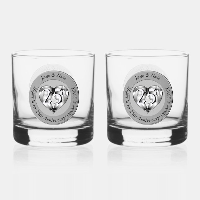 Verre À Whisky 25e anniversaire de mariage (Recto)