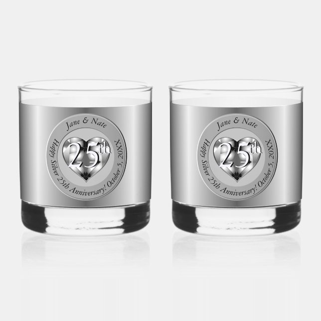 Verre À Whisky 25e anniversaire du Mariage d'argent (Recto)