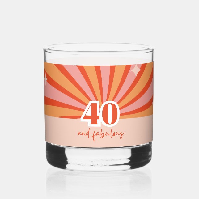 Verre À Whisky "40 et fabuleux", cadeau d'anniversaire rétro (Recto)