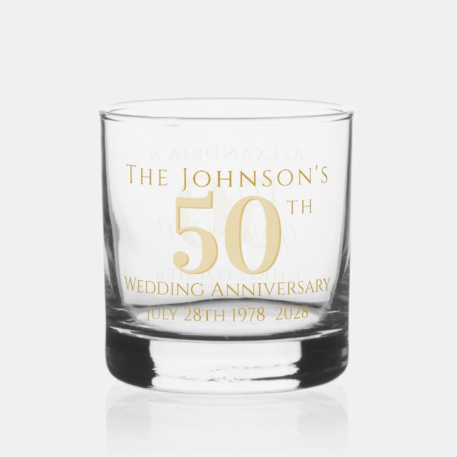 Verre À Whisky 50e anniversaire de Mariage d'or Personnalisé (Recto)