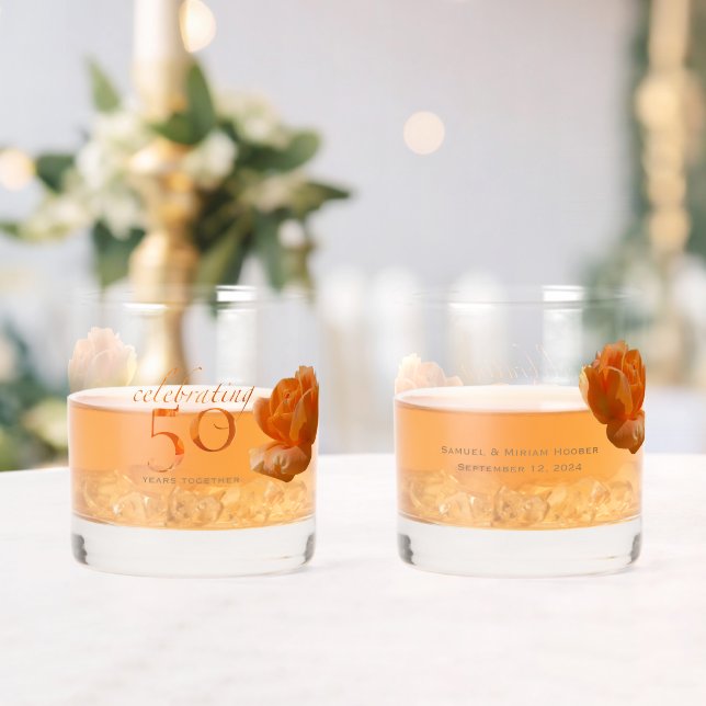 Verre À Whisky 50e anniversaire mariage personnaliser pêche rose  (Insitu (Mariage))