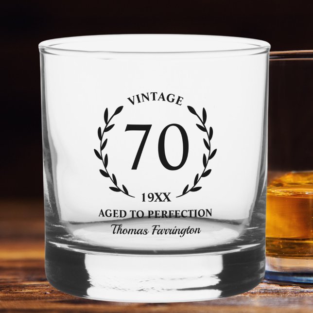Verre À Whisky 70e anniversaire Âgé à la perfection Nom personnal (Créateur téléchargé)