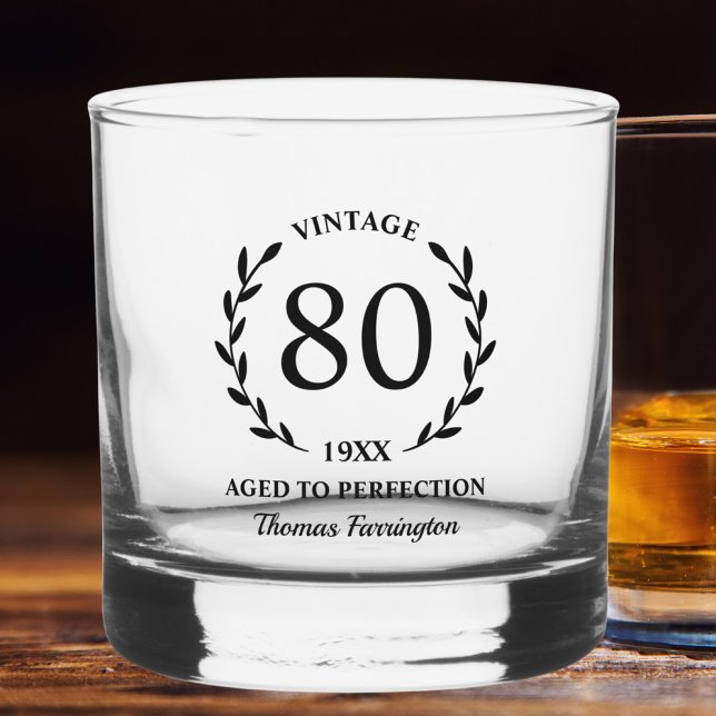 Verre À Whisky 80e anniversaire Âgé à la perfection Nom personnal (Créateur téléchargé)