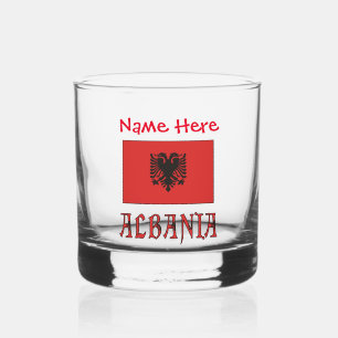 Verre À Whisky Albanie et Drapeau albanais Personnalisation Rouge