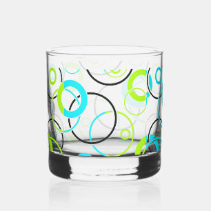 Verre À Whisky anneaux et cercles bleus verts et noirs sur fond b