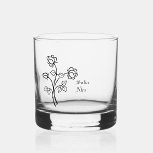 Verre À Whisky Aquarelle gothique rose mariage noir