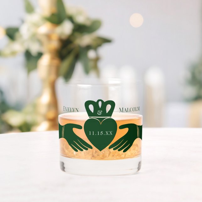 Verre À Whisky Bague de Claddagh irlandais Simple Graphisme Vert (Insitu (Mariage))