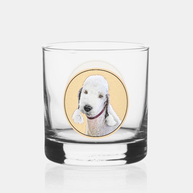 Verre À Whisky Bedlington Terrier Peinture - Art Chien original (Recto)