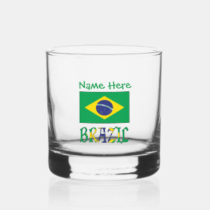 Verre À Whisky Brésil et Drapeau Brésilien Personnalisés 