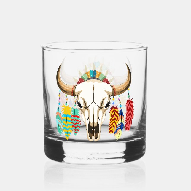 Verre À Whisky Buffalo Skull Native American Emblem (Recto)