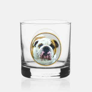 Verre À Whisky Bulldog Painting - Joli art original chien