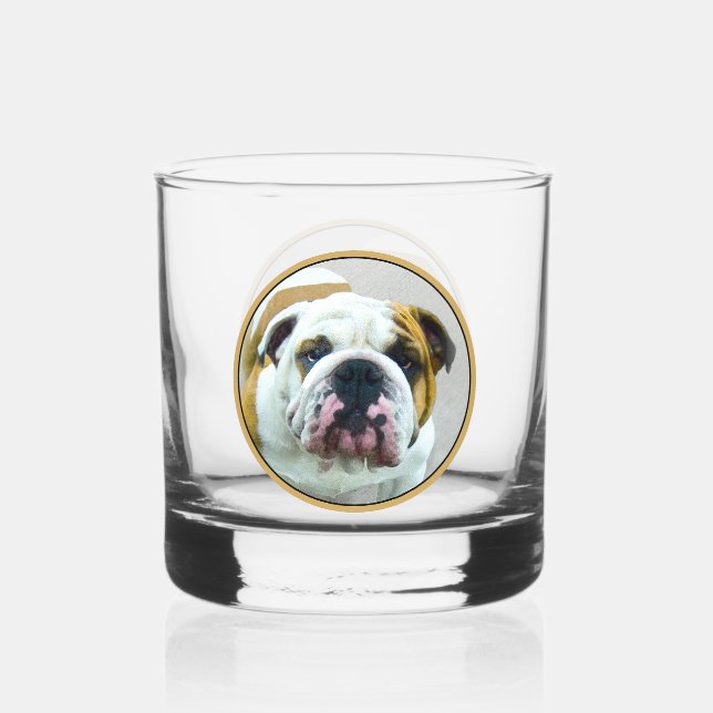 Verre À Whisky Bulldog Painting - Joli art original chien (Recto)