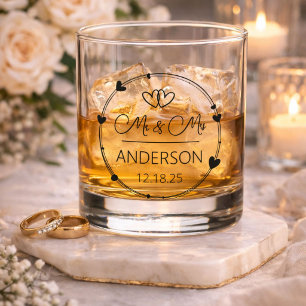 Verre À Whisky Cadeau de mariage charmant M. et Mme Noms personna