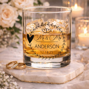 Verre À Whisky Cadeau de mariage fantaisiste M et Mme Noms Person