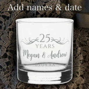 Verre À Whisky Cadeau Personnalisé Élégant 25e anniversaire Maria