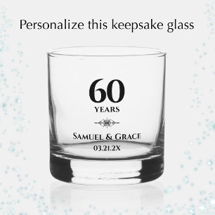 Verre À Whisky Cadeau personnalisé élégant de 60e anniversaire de