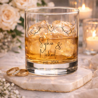 Verre À Whisky Cadeaux de Mariage Noms de Couple Personnalisés