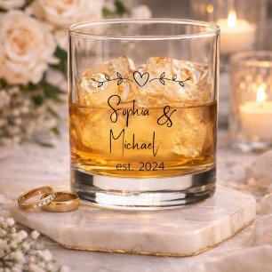 Verre À Whisky Cadeaux de Mariage Noms de Couple Personnalisés