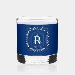 Verre À Whisky Cadre élégant Monogramme Navy