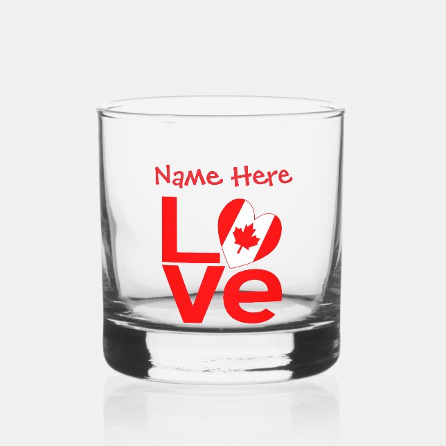 Verre À Whisky Canadian LOVE Red Personnalisé (Recto)