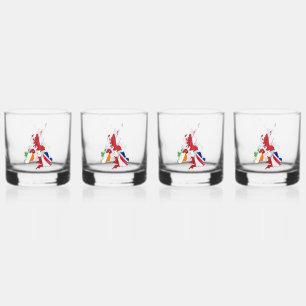 VERRE À WHISKY CARTE ET DRAPEAUX DES ÎLES BRITANNIQUES