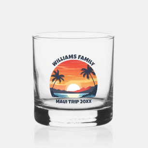 Verre À Whisky Carte Maui Voyage Sunrise Palm Trees Keepsaké