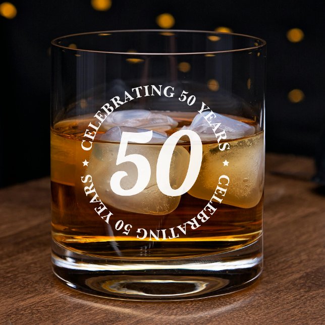 Verre À Whisky Célébration de 50 ans Cinquante-cinquième annivers (Celebrating 50 Years Fifty 50th Birthday Whiskey Glass
)